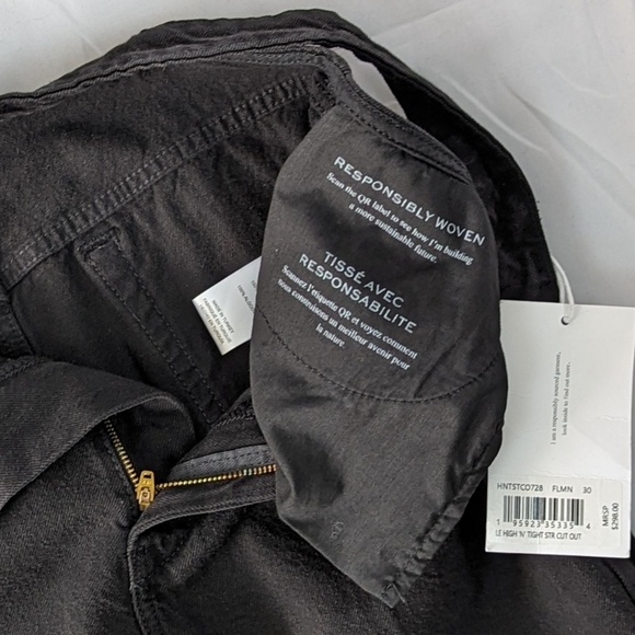 Frame Le High 'N' Tight Straight Cut Out High Rise Non Stretch Black 30 NWT - Picture 13 of 16